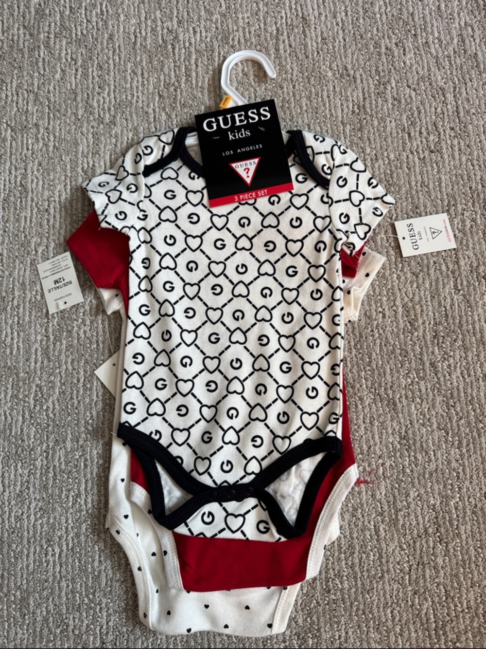 Guess Bodysuit Onesie NWT Bundle Red White Blue Toddler Baby Short Sleeve 12M - Picture 3 of 4
